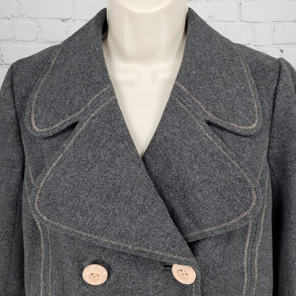 Ett:Twa Anthropologie Grey Double Breasted Buttoned Stretch Lined Jacket 8 - Picture 7 of 15